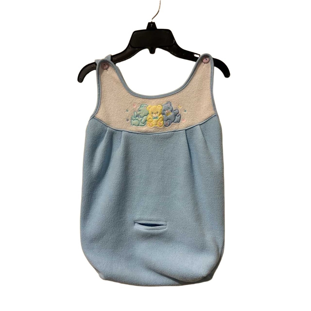 Vintage Flurries Baby Sleep Sack Blue Fleece Embroidered Bears 0-12M Wearable